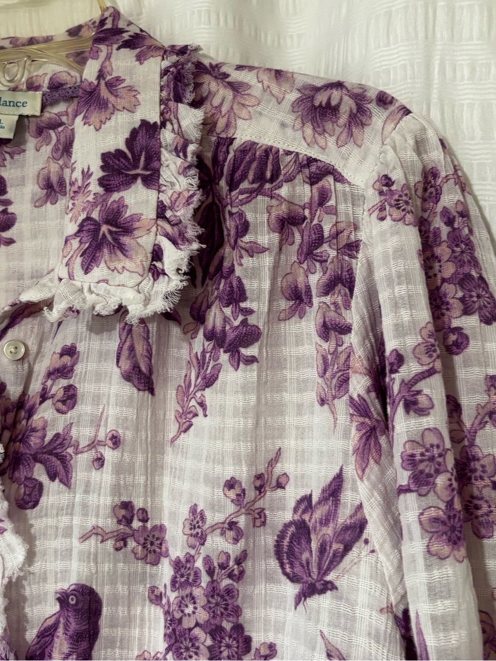 Sundance Lavender Purple & White Floral Gauzy Cotton Top, size XXL - Picture 11 of 13